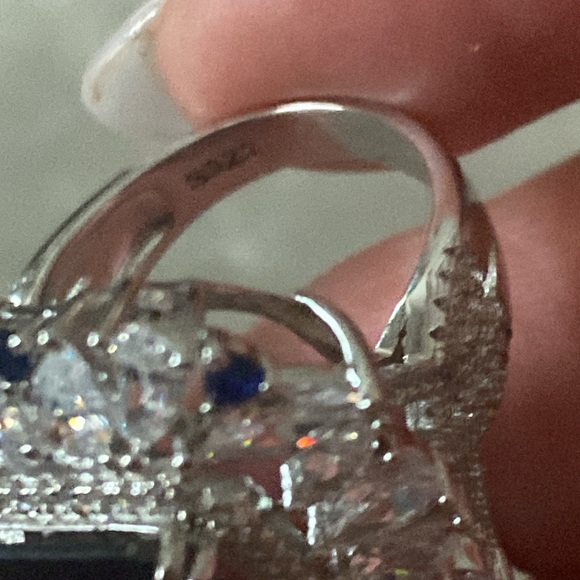 ITALO Italo Emerald Cut Engagement Ring Blue Sapphire Engagement Ring size 7 - Picture 5 of 8